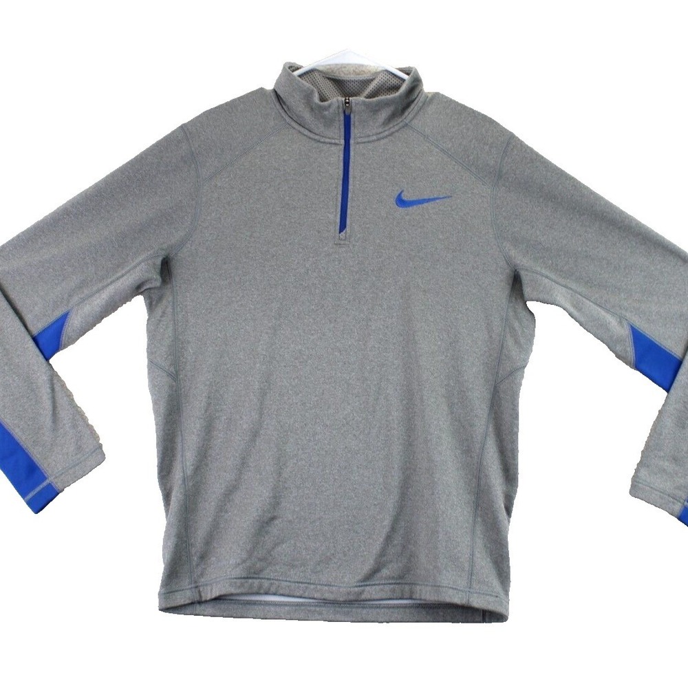 Nike Therma-FIT Men's Gray Blue Long Sleeve 1/4 Zip Athletic Pullover Size S